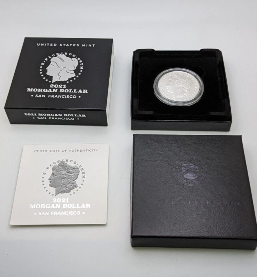 2021 MORGAN SILVER DOLLAR $1 COIN - SAN FRANCISCO - BOX & COA (1 of 2)