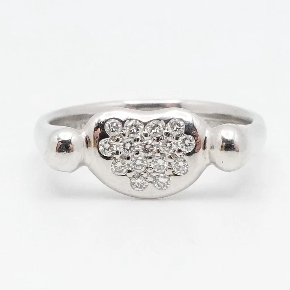 TIFFANY & CO. ELSA PERETTI PLATINUM PAVE DIAMOND BEAN BAND RING - SIZE 4.25: Tiffany & Co. Elsa Peretti Platinum Pave Diamond Bean Band Ring Ring Size - 4.25 Band Width - 3mm Total Weight - 5.7 Grams Total Diamonds - 15 Total Diamond Weight - 0.15ct Est. Retail Value - $1,800 