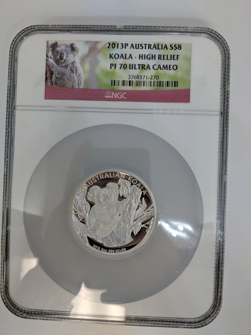 2013-P AUSTRALIA KOALA HIGH RELIEF SILVER $8 NGC PF 70 ULTRA CAMEO (1 of 2)