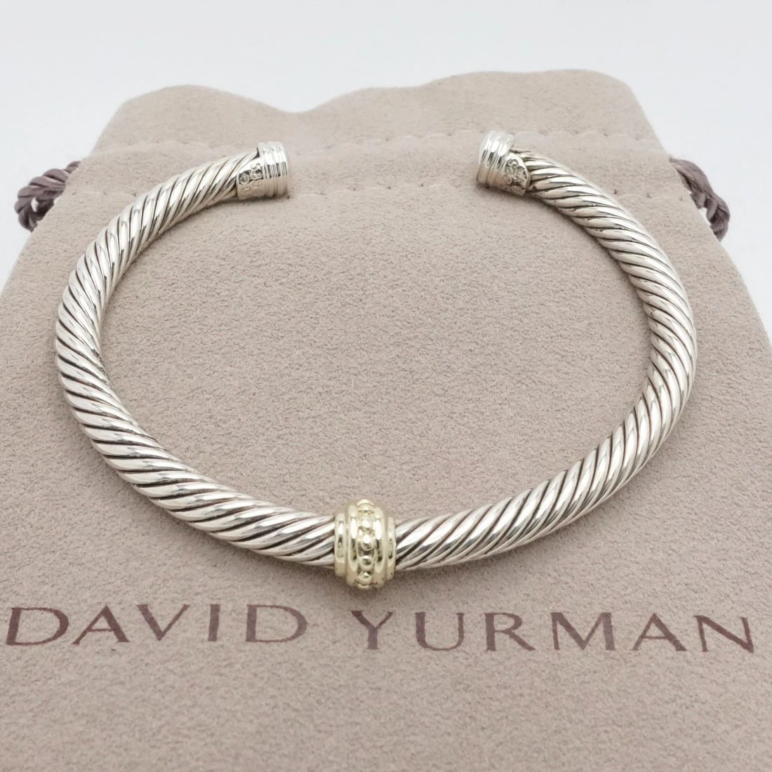 DAVID YURMAN 14K YELLOW GOLD STERLING SILVER 5MM CABLE CUFF BRACELET 6.5" WRIST (1 of 2)