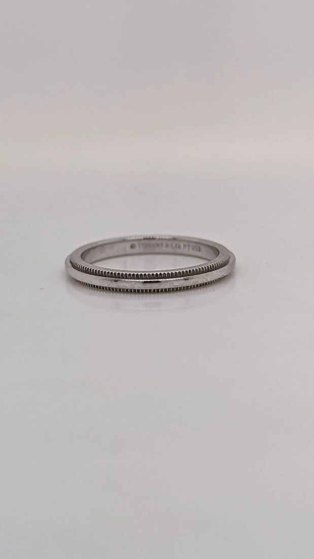 TIFFANY & CO. PLATINUM DOUBLE MILGRAIN RING 2MM WIDE - SIZE 4.5 (1 of 2)