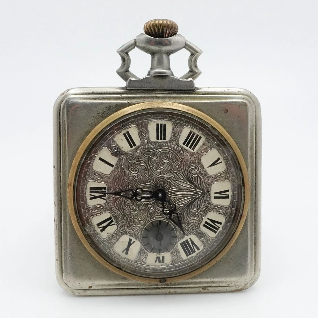 BREVET 27691 INVAR SQUARE MANUAL POCKET WATCH - 50MM PARTS REPAIR: Vintage Brevet 27691 Invar Square Manual Pocket Watch Case Size - 50mm Back Case - 162552 Movement # 370374 18KAMHEN 3602 Total Weight - 72 Grams **Not Running - Sold As Is for Parts/Repair* **chipped