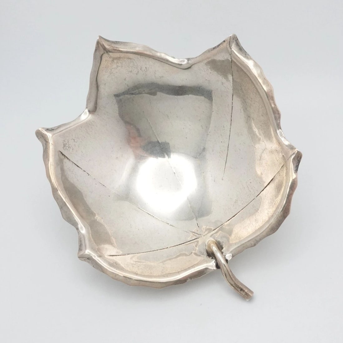 ALFREDO SCIARROTTA STERLING SILVER LEAF DISH BOWL - 4" WIDE (1 of 2)
