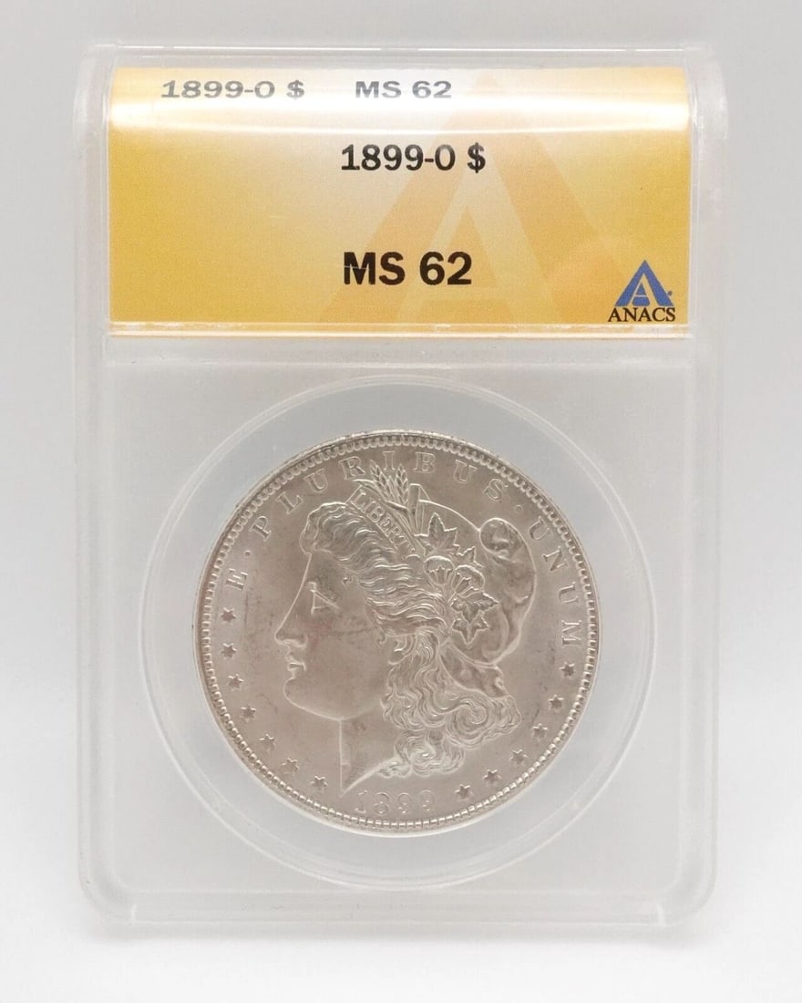1899 O MORGAN SILVER $1 DOLLAR COIN - ANACS MS 62 (1 of 2)