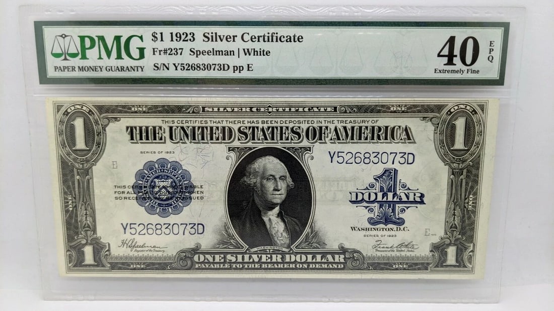 1923 $1 SILVER CERTIFICATE - PMG 40 EPQ - FR#237 - LARGE SIZE NOTE (1 of 2)