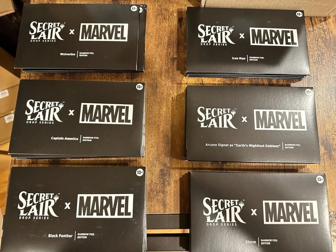 MAGIC THE GATHERING SECRET LAIR X MARVEL THE ASTONISHING FOIL BUNDLE WITH PROMO: MAGIC THE GATHERING SECRET LAIR X MARVEL THE ASTONISHING FOIL BUNDLE WITH PROMO Magic The Gathering Secret Lair x Marvel The Astonishing Foil Bundle With Promo 1x Secret Lair x Marvel’s Iron Man Foi