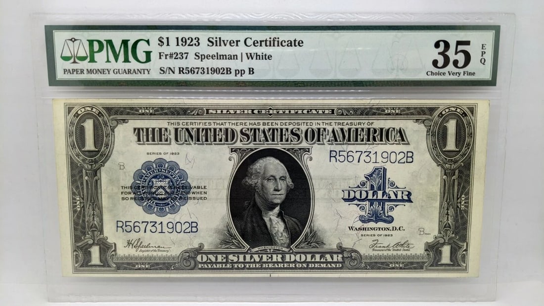 1923 $1 SILVER CERTIFICATE - PMG 35 EPQ - FR#237 - LARGE SIZE NOTE (1 of 2)