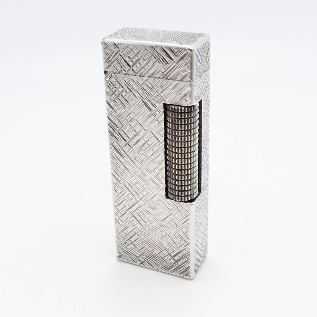 DUNHILL SILVER ROLLASGAS FLORENTINE CROSS HATCH PATTERN LIGHTER - SOLD AS IS: DUNHILL SILVER ROLLASGAS FLORENTINE CROSS HATCH PATTERN LIGHTER - SOLD AS IS Dunhill Silver Rollasgas Florentine Cross Hatch Pattern Lighter Stamped US.RE24163 NOT TESTED - needs butane refill Sold As