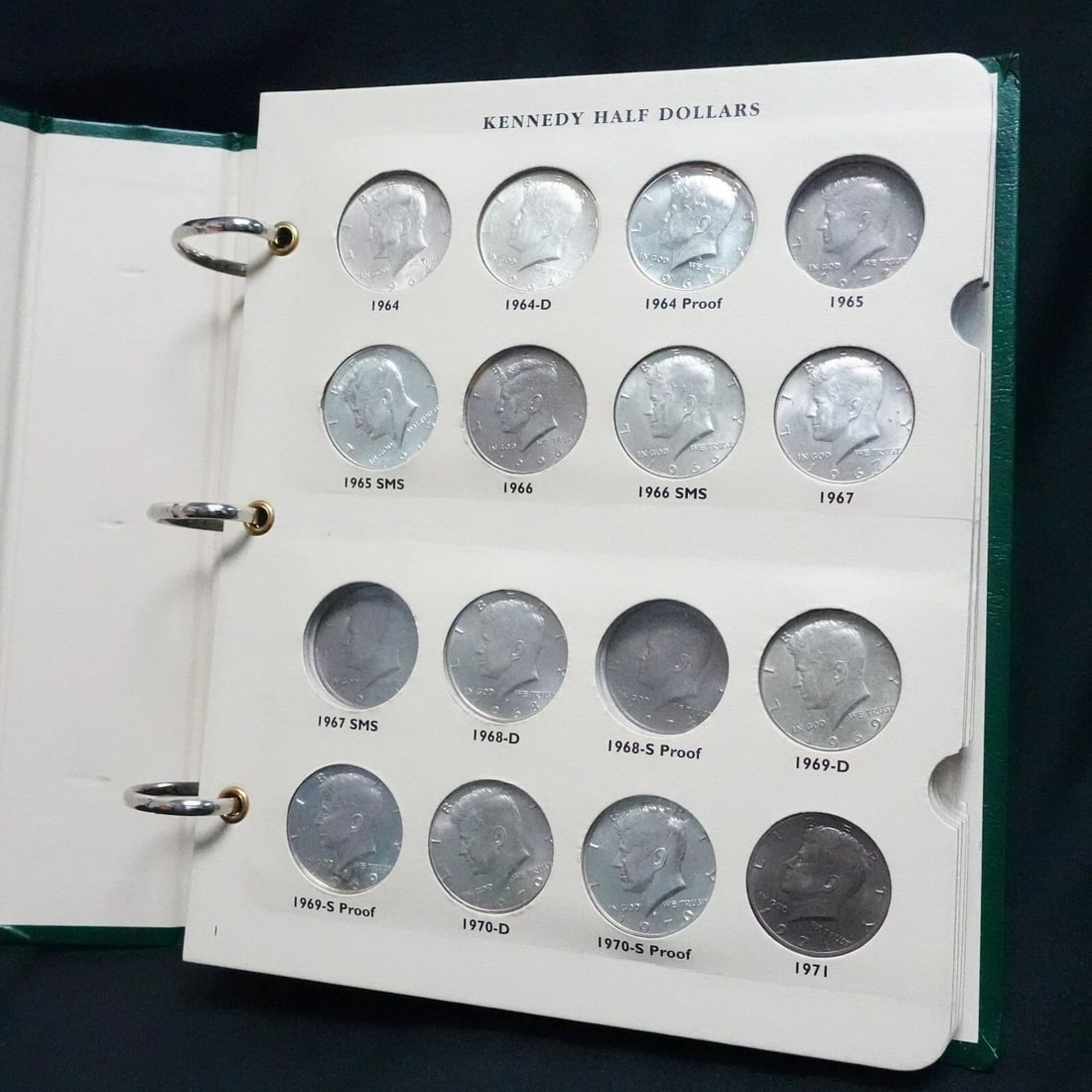 KENNEDY HALF DOLLAR 68 COINS 1964-1987 & 1988 1990 1991 1995 LITTLETON ALBUM: KENNEDY HALF DOLLAR 68 COINS 1964-1987 & 1988 1990 1991 1995 LITTLETON ALBUM Kennedy Half Dollar Proof & Circulated 68 Silver & Clad Coins 1964-1987 & 1988,1990,1991,1995 with Littleton Archival An Al