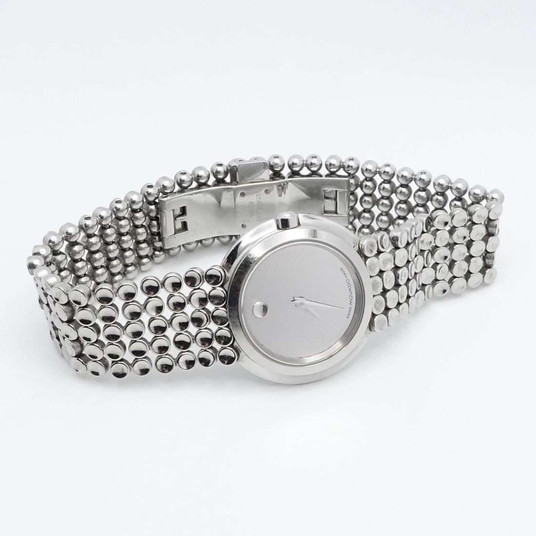 MOVADO 81 A1 1810 TREMBRILI STAINLESS STEEL MIRROR DIAL QUARTZ WATCH - 28MM (1 of 2)