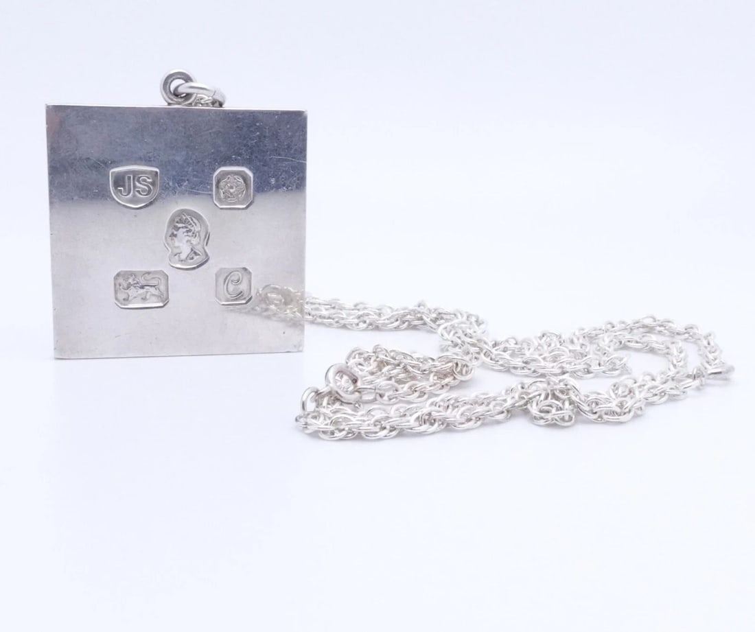 1977 JACK SPENCER SHEFFIELD STERLING SILVER INGOT BAR PENDANT CHAIN NECKLACE (1 of 2)