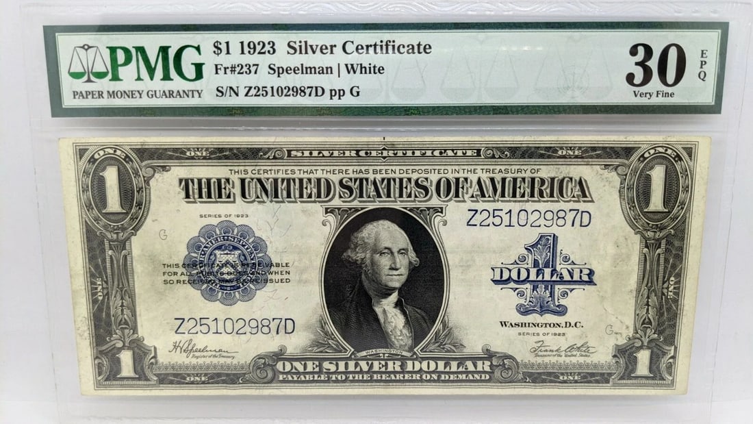 1923 $1 SILVER CERTIFICATE - PMG 30 EPQ - FR#237 - LARGE SIZE NOTE (1 of 2)