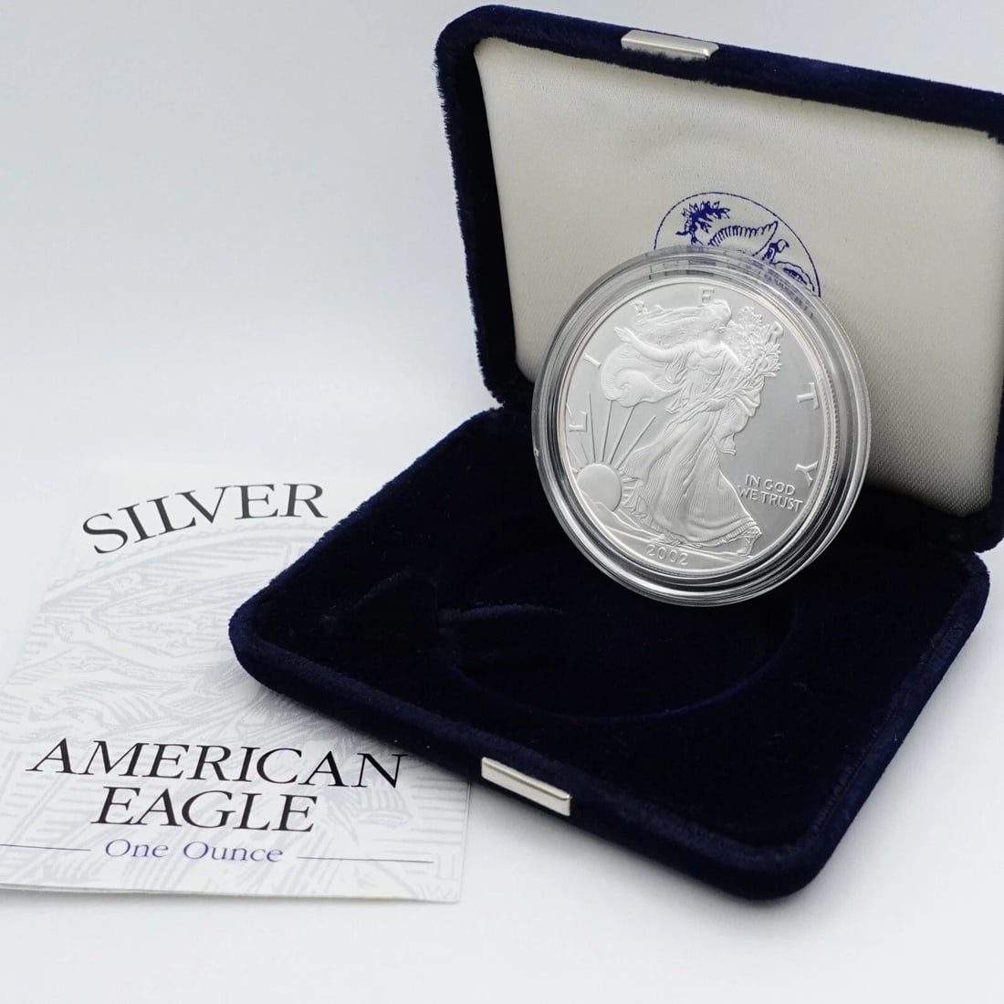 2002 W AMERICAN EAGLE SILVER PROOF $1 DOLLAR COIN - COA & CASE (1 of 2)