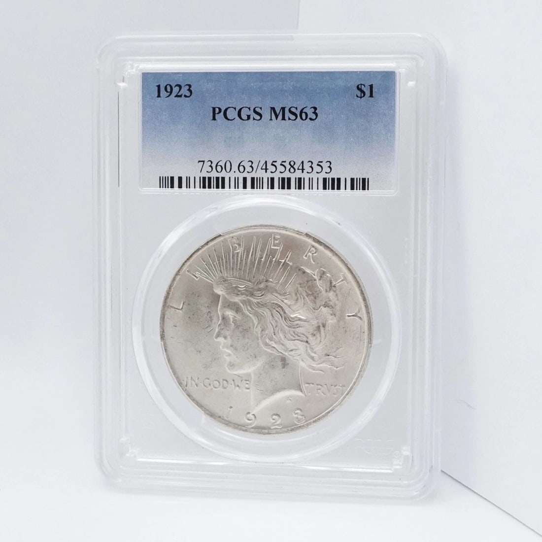 1923 PEACE SILVER $1 DOLLAR COIN - PCGS MS 63 (1 of 2)