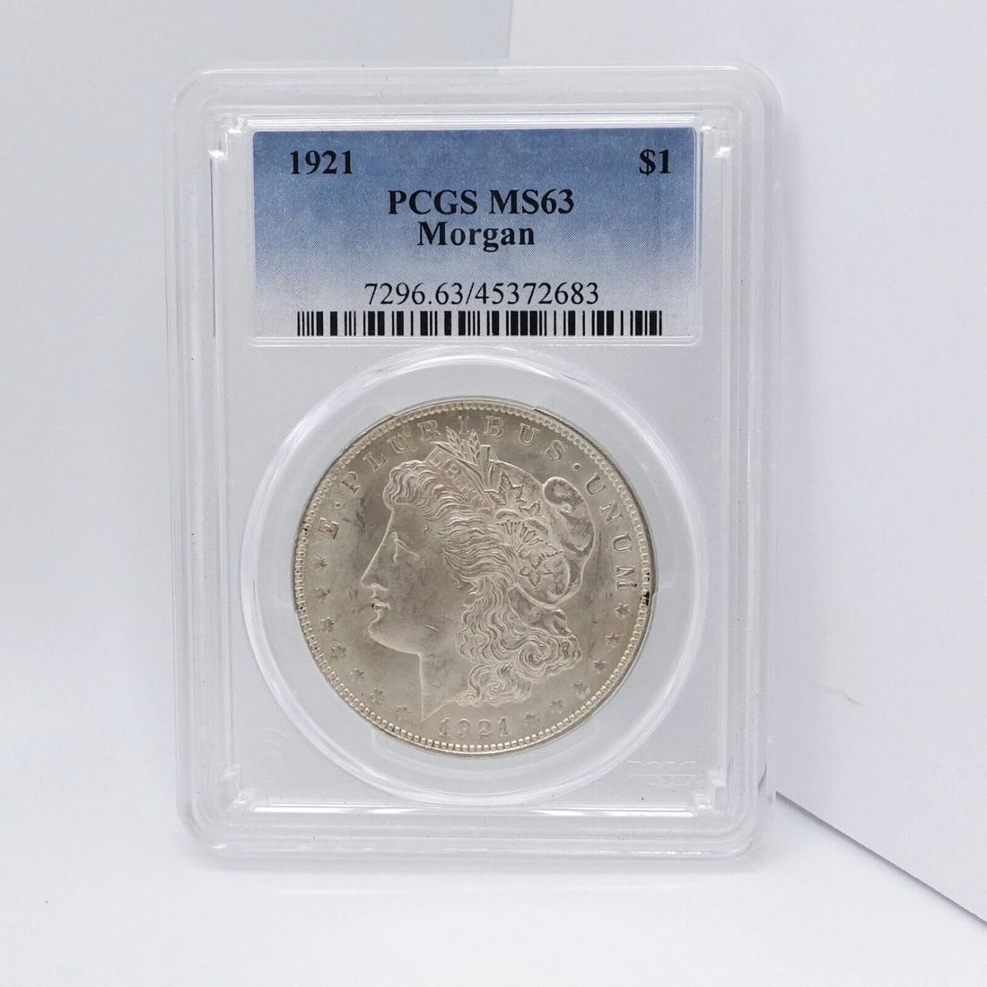 1921 MORGAN SILVER DOLLAR $1 COIN - PCGS MS 63: 1921 Morgan Silver $1 Dollar Coin PCGS Certified - MS 63 Est. Price Value - $80 USD