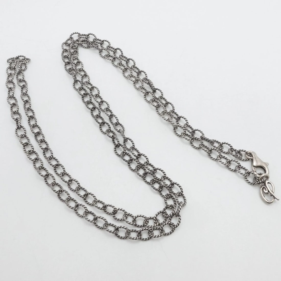 CAROLYN POLLACK STERLING SILVER 5MM TWISTED OVAL CHAIN LINK NECKLACE 31.5" LONG (1 of 2)