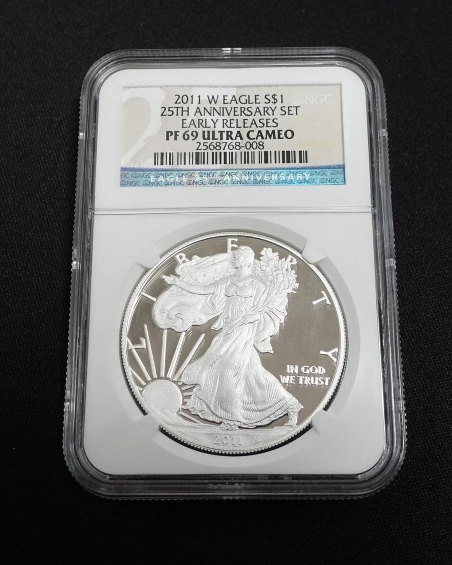 2011 W EAGLE SILVER $1 EARLY RELEASES BY 25TH ANNIVERSARY - NGC PF69 ULTRA CAMEO: 2011 W American Eagle Silver $1 Early Releases by 25th Anniversary NGC Certified - PF69 Ultra Cameo Listing is shown for ONE coin only