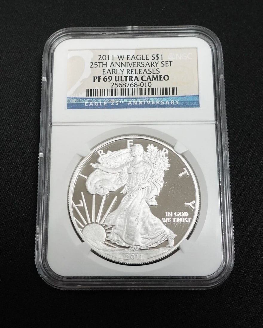 2011 W EAGLE SILVER $1 EARLY RELEASES BY 25TH ANNIVERSARY - NGC PF69 ULTRA CAMEO: 2011 W American Eagle Silver $1 Early Releases by 25th Anniversary NGC Certified - PF69 Ultra Cameo Listing is shown for ONE coin only