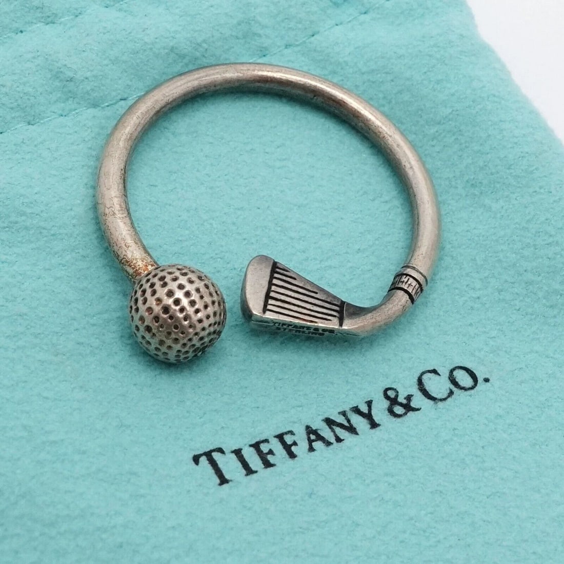 TIFFANY & CO. STERLING SILVER GOLF CLUB & BALL KEY RING (1 of 2)