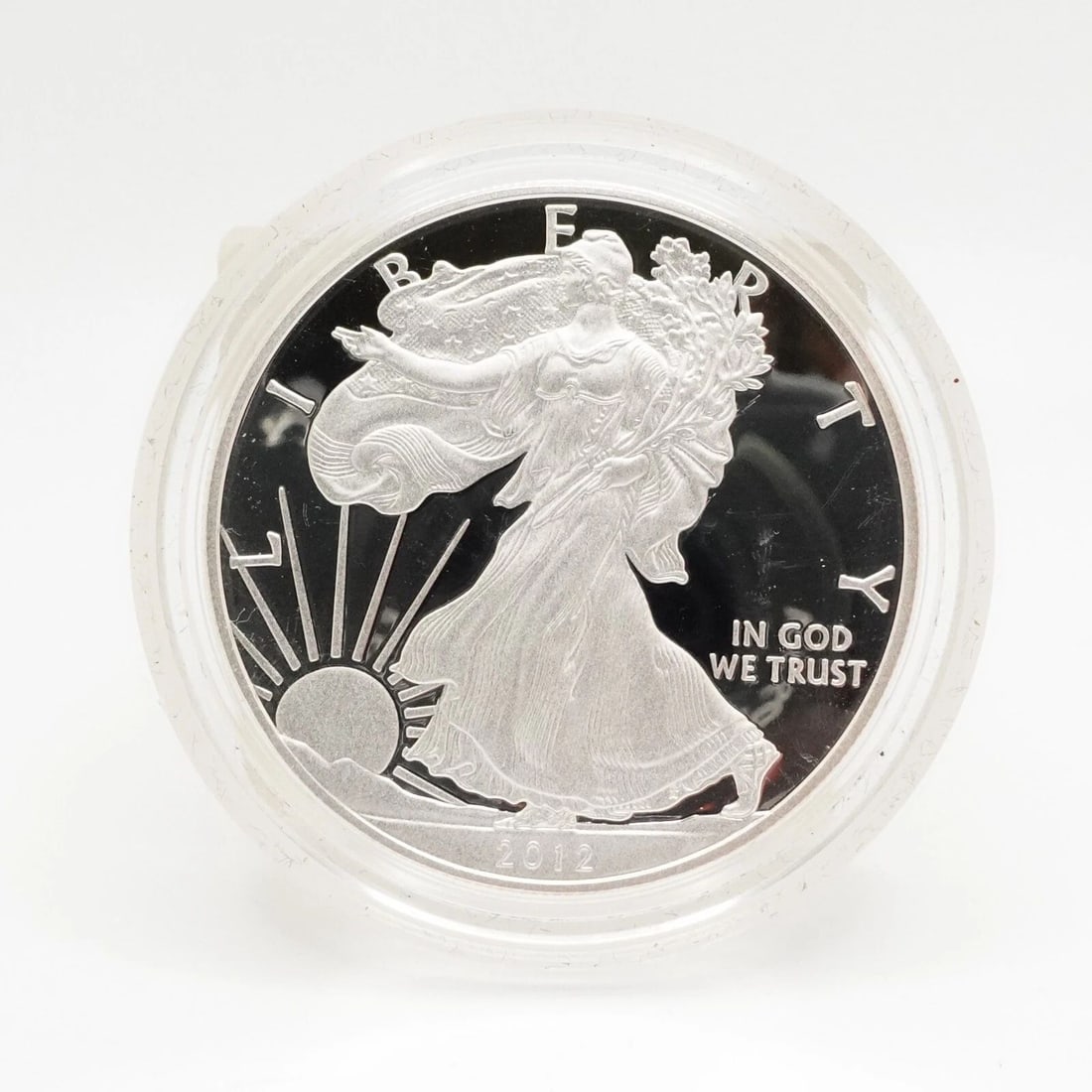 2012 W AMERICAN EAGLE UNCIRCULATED SILVER $1 DOLLAR COIN - CAPSULATED (1 of 2)