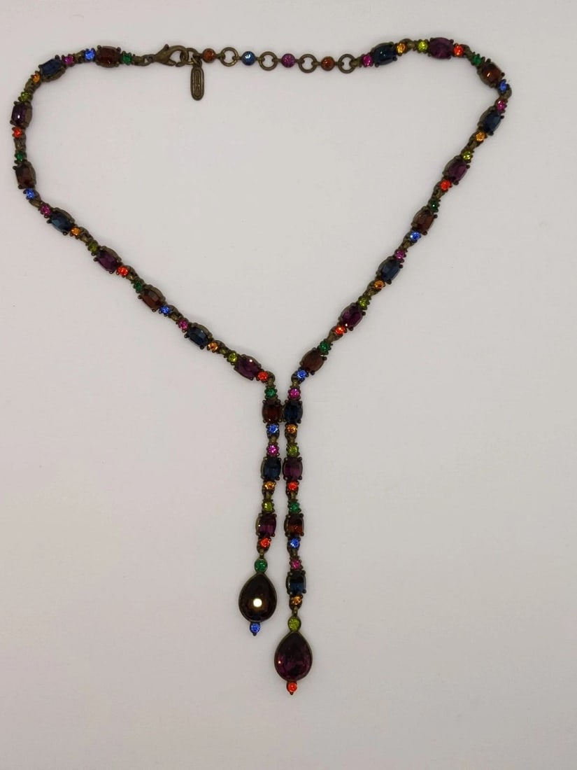 BEN AMUN SILVER PLATED MULTI STONE NECKLACE - 17" LONG (1 of 2)