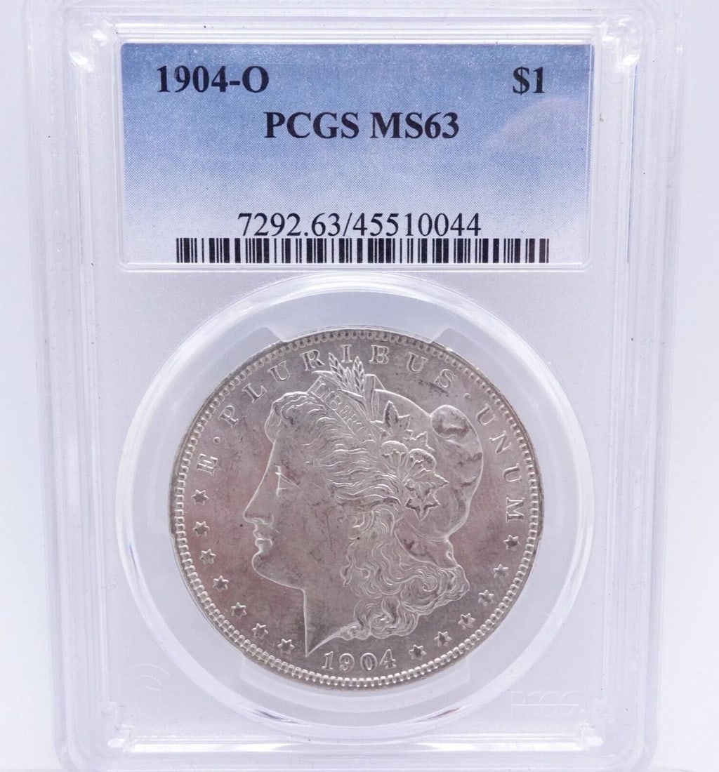 1904-O MORGAN SILVER DOLLAR $1 COIN - PCGS MS 63: 1904 - New Orleans Morgan Silver Dollar .900 Fine Silver $1 Coin PCGS Certified - MS 63 PCGS Cert # 7292.63/45510044