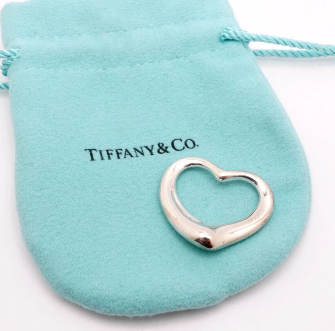 TIFFANY & CO. ELSA PERETTI STERLING SILVER OPEN HEART PENDANT - 27MM: Tiffany & Co. Elsa Peretti Sterling Silver Open Heart Pendant ONLY 27mm Wide Est. Retail - $650 USD Pouch NOT Included