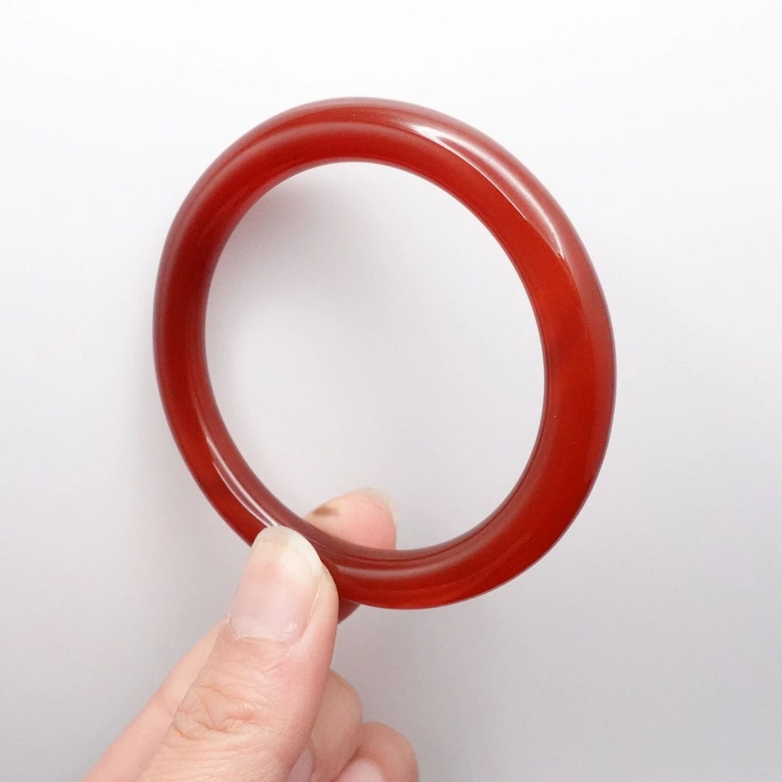 RED GEMSTONE 8MM ROUND STYLE BANGLE BRACELET - SIZE 6.25 WRIST (1 of 2)