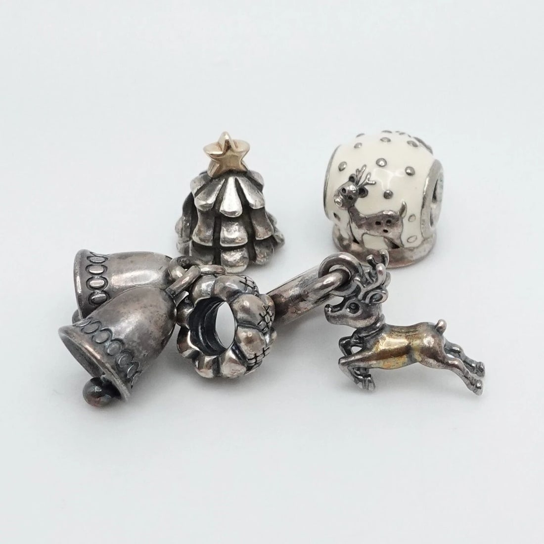 AUTHENTIC PANDORA STERLING SILVER 4 CHRISTMAS HOLIDAY BEAD CHARMS (1 of 2)