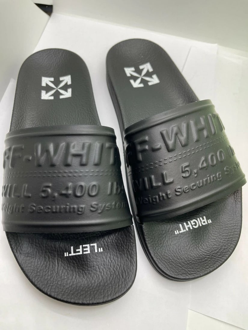 OFF-WHITE VIRGIL ABLOH BLACK HF POOL SLIDE SANDALS 9B / 39EU - NEW BOX: OFF-WHITE VIRGIL ABLOH BLACK HF POOL SLIDE SANDALS 9B / 39EU - NEW BOX Off-White c/o Virgil Abloh™ 100% AUTHENTIC Off-White Black Logo Slider Pool Sandals Slippers Women's Size- - 9B / 39EU BRAND NE