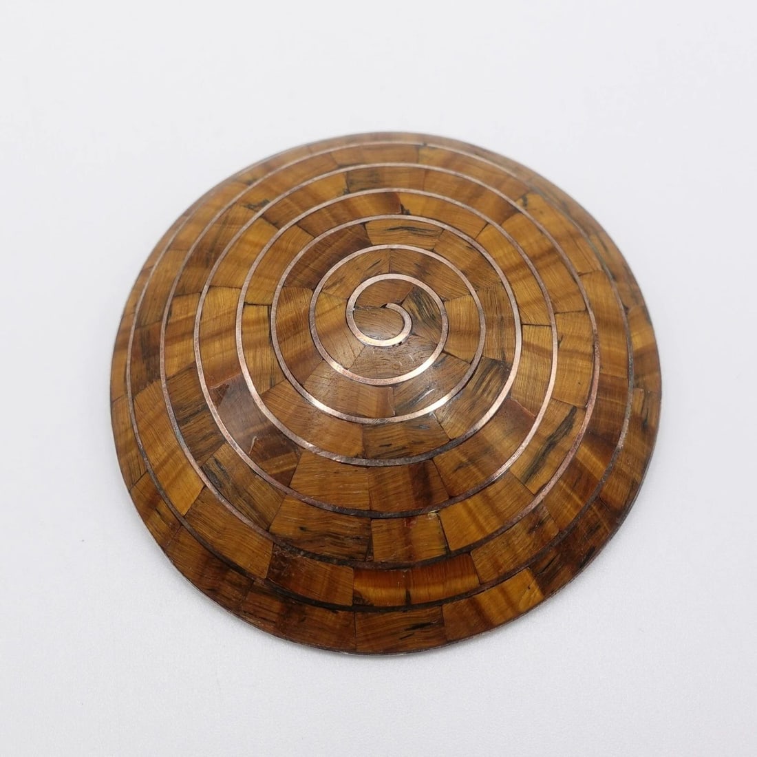 SILVER 950 PERU PACHAMAMA TIGER EYE'S GEMSTONE INLAY SPIRAL LARGE PENDANT - 2.5" (1 of 2)