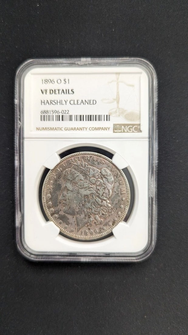 1896 O MORGAN SILVER $1 DOLLAR COIN - NGC VF DETAILS (1 of 2)
