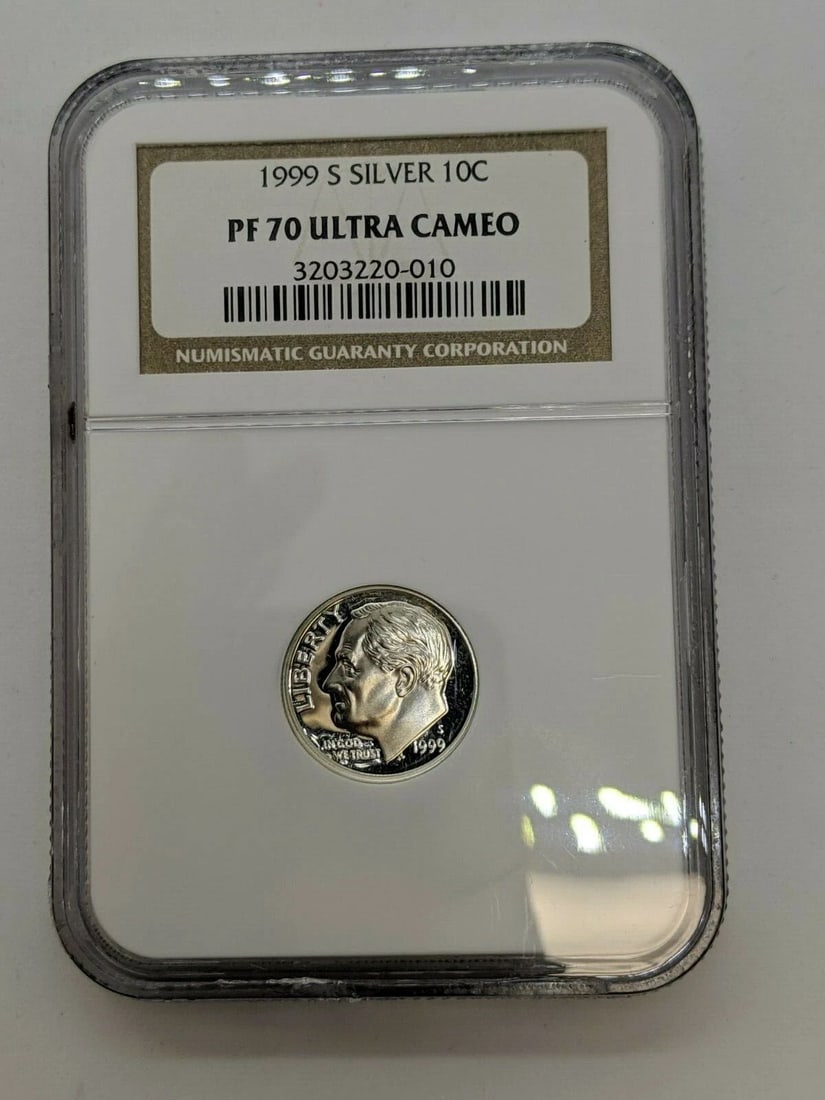1999-S SILVER ROOSEVELT DIME 10C NGC PF 70 ULTRA CAMEO: 1999-S Silver Roosevelt Dime 10C NGC PF 70 ULTRA CAMEO Book Value - $75.00