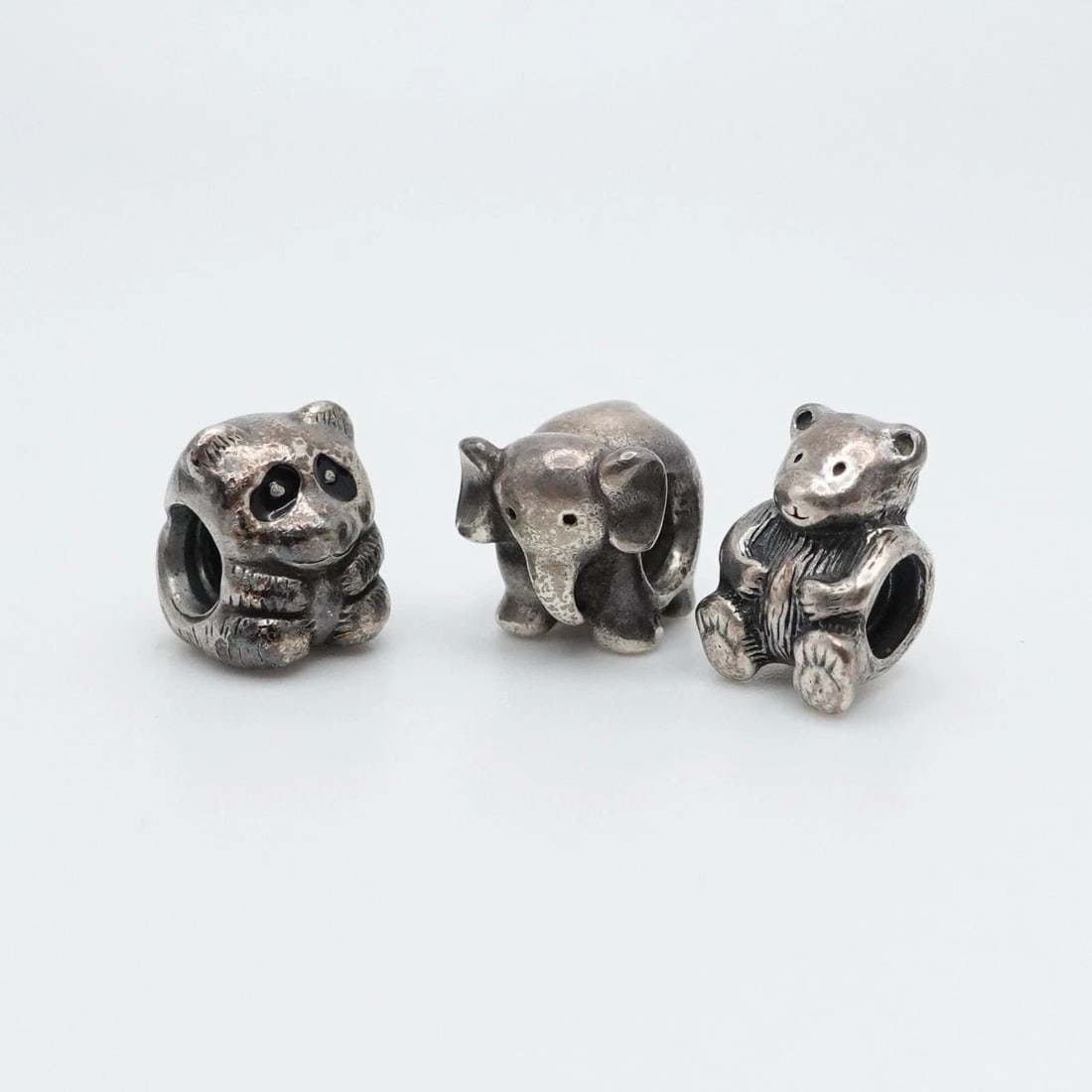 AUTHENTIC PANDORA STERLING SILVER 3 PANDA ELEPHANT BEAR ANIMAL CHARM (1 of 2)