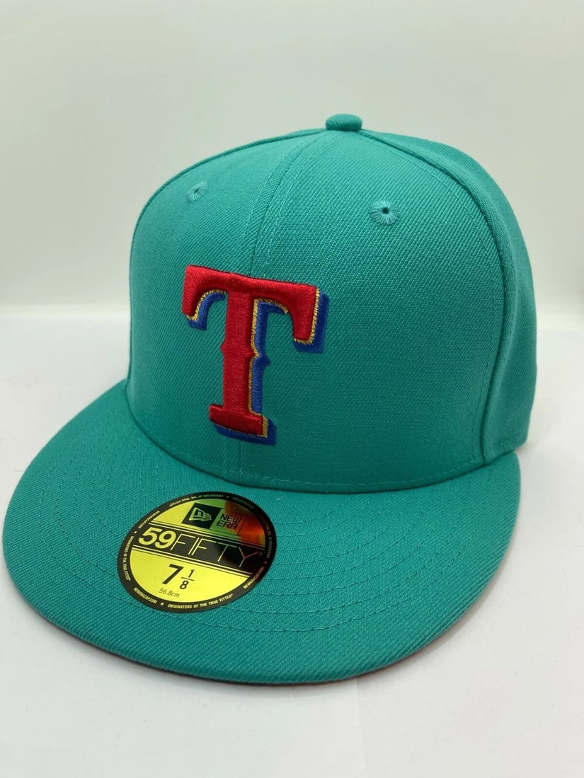 TEXAS RANGERS 2020 INAUGURAL SEASON CRUNCH SALTED ALMOND NEW ERA FITTED - 7 1/8 (1 of 2)