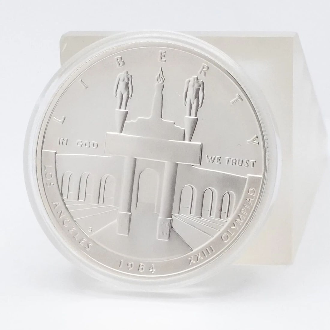 1984 S LOS ANGELES OLYMPIAD COLISEUM COMMEMORATIVE SILVER PROOF DOLLAR: 1984 S LOS ANGELES OLYMPIAD COLISEUM COMMEMORATIVE SILVER PROOF DOLLAR 1984 S Los Angeles Olympiad Coliseum Commemorative Silver Proof Dollar Capsulated