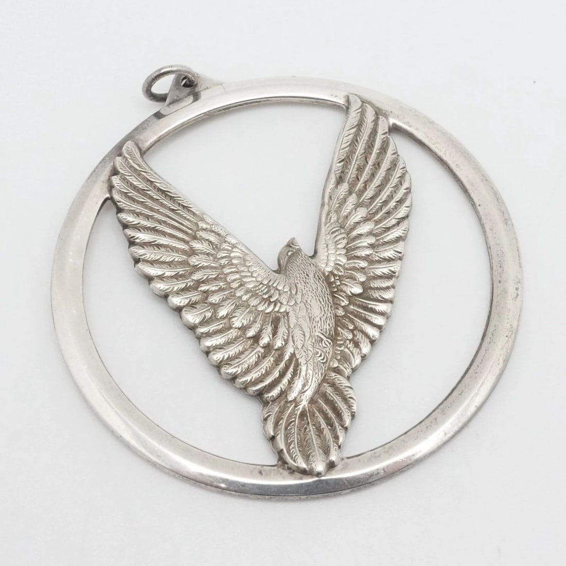 WALLACE STERLING SILVER DOVE ORNAMENT PEACE ON EARTH LARGE PENDANT 2.25" (1 of 2)