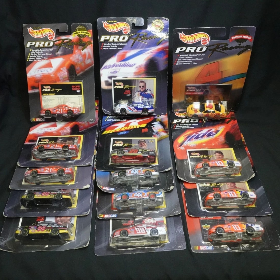 VINTAGE HOT WHEELS 1997 & 1998 DIECAST PRO RACING 14 CARS - SEALED (1 of 2)