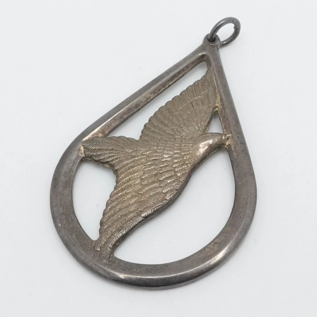 WALLACE STERLING SILVER DOVE ORNAMENT PEACE ON EARTH LARGE PENDANT 2.25" (1 of 2)