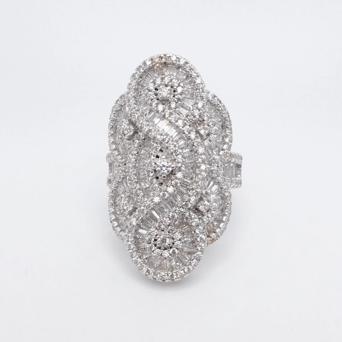 FZN STERLING SILVER CLEAR CZ CUBIC ZIRCONIA COCKTAIL RING SIZE 7.25 (1 of 2)
