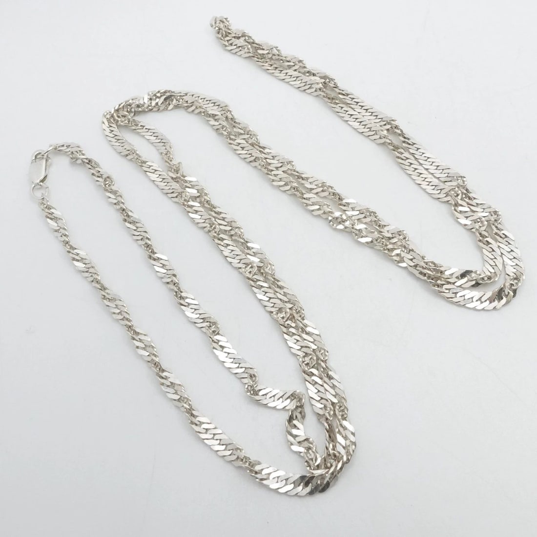 STERLING SILVER 4MM FLAT CHAIN TWIST NECKLACE 38" LONG (1 of 2)