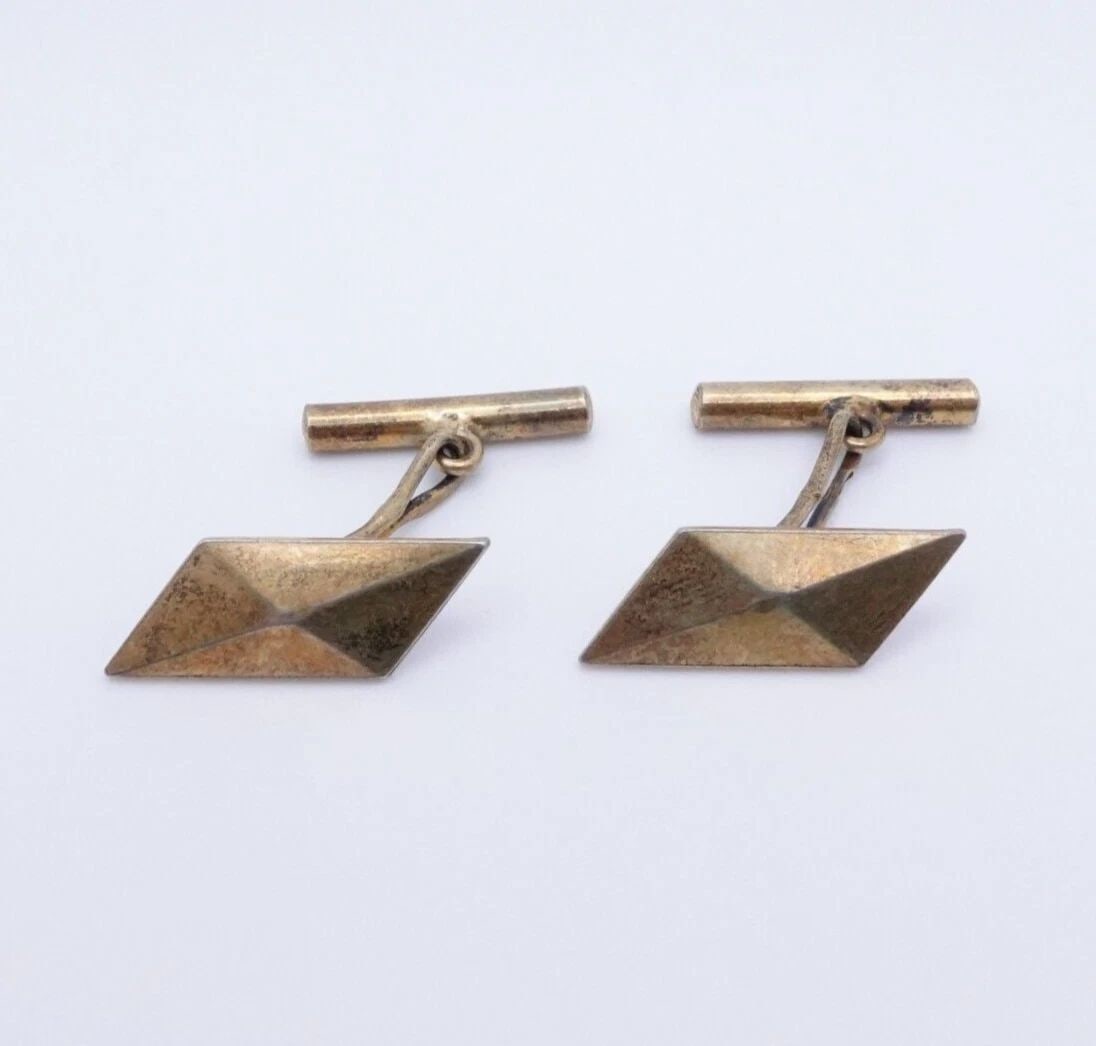 YELLOW GOLD PLATED & SILVER 875 GEOMETRIC CUFFLINKS (1 of 2)