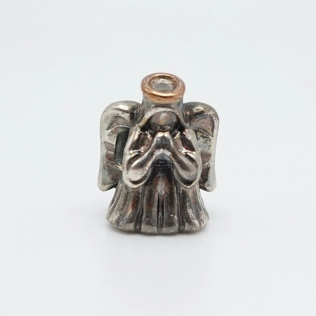 AUTHENTIC PANDORA STERLING SILVER 14K YELLOW GOLD HALO DIVINE ANGEL BEAD CHARM (1 of 2)