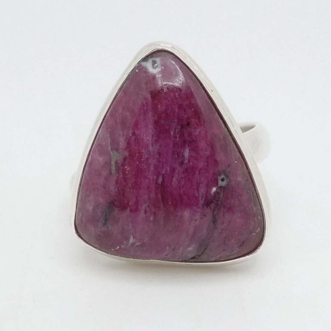 STERLING SILVER RUBELLITE ASYMMETRICAL RING SIZE 12.75 (1 of 2)