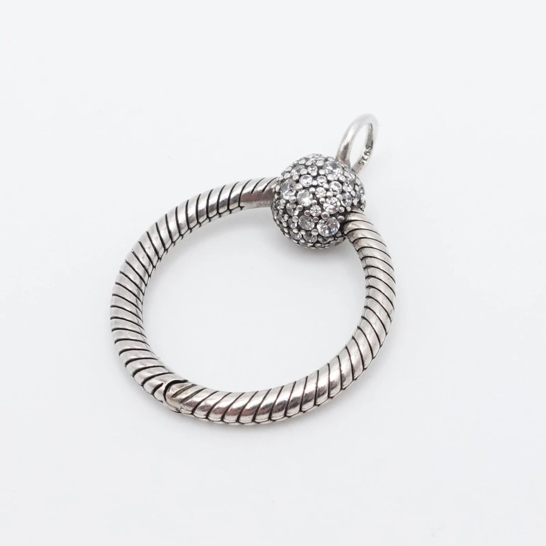 AUTHENTIC PANDORA MOMENTS STERLING SILVER SMALL PAVE O PENDANT CHARM CARRIER (1 of 2)