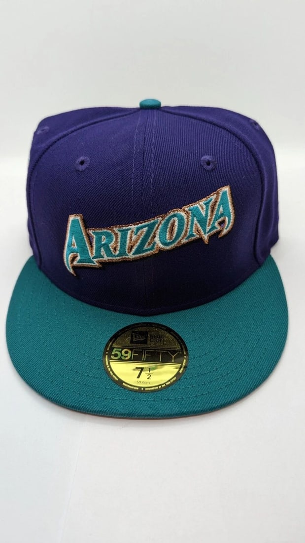 NEW ERA 59FIFTY ARIZONA DIAMONDBACKS INAUGURAL PATCH JERSEY HAT - 7 1/2 - NEW: NEW ERA 59FIFTY ARIZONA DIAMONDBACKS INAUGURAL PATCH JERSEY HAT - 7 1/2 - NEW Hat Club New Era 59Fifty Arizona Diamondbacks Inaugural Patch Jersey Hat Purple, Teal Hat Size - 7 1/2 BRAND NEW