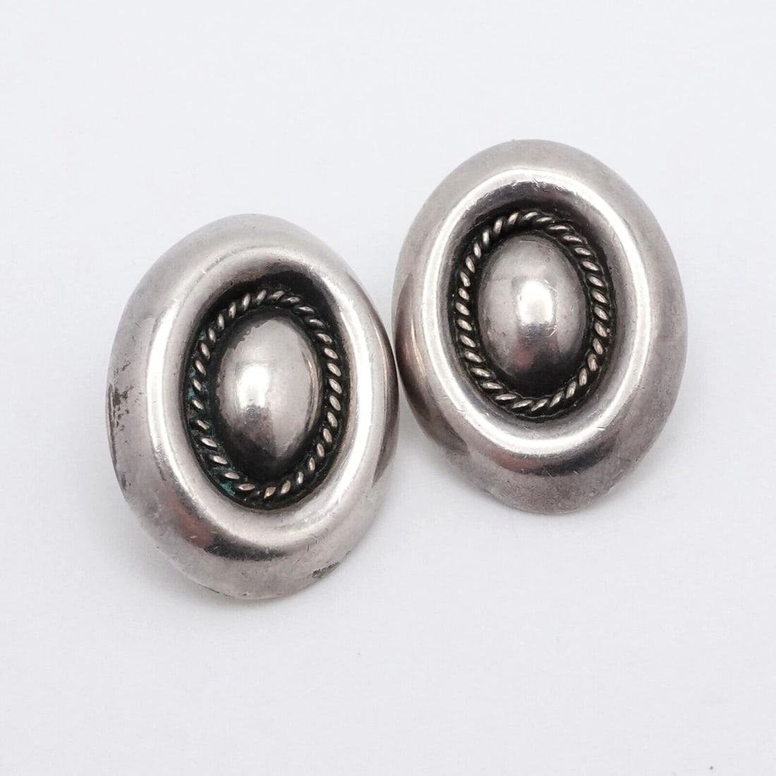 OP SILVER 950 OVAL CLIP ON EARRINGS 1" (1 of 2)