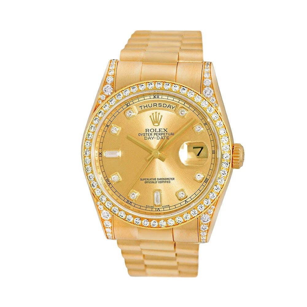 ROLEX 18K YELLOW GOLD 36MM DIAMOND DAY DATE PRESIDENT 118338 BOX WARRANTY MINTY: ROLEX 18K YELLOW GOLD 36MM DIAMOND DAY DATE PRESIDENT 118338 BOX WARRANTY MINTY ROLEX 18K Yellow Gold 36mm Day Date President 118338 Box Warranty MINTY Pre-Owned Gent's 18K Yellow Gold 36mm Rolex Day-