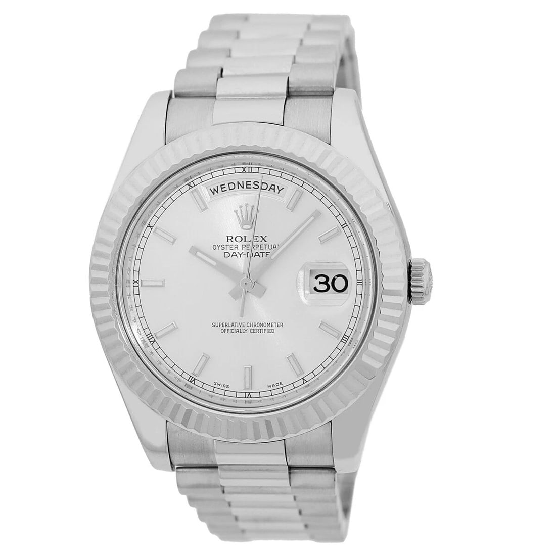 ROLEX 18K WHITE GOLD 41MM ROLEX DAY DATE II PRESIDENT 218239 BOX WARRANTY MINTY (1 of 2)