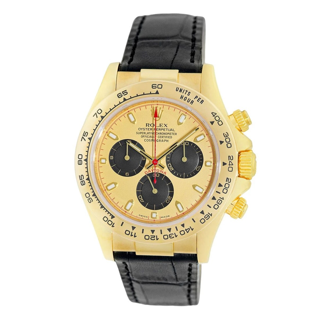 ROLEX 18K YELLOW GOLD 40MM DAYTONA COSMOGRAPH 116518 WARRANTY MINTY: ROLEX 18K YELLOW GOLD 40MM DAYTONA COSMOGRAPH 116518 WARRANTY MINTY ROLEX 18K Yellow Gold 40mm Daytona Automatic Cosmograph 116518 Box Warranty MINTY Pre-Owned Gent's 18K Yellow Gold 40mm Rolex "Dayto